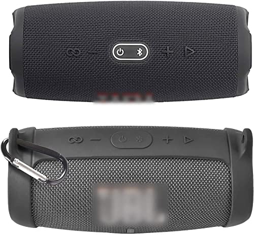 Comecase Silicone Speaker Cover for JBL Charge 5 with Strap and Carabiner | Snug Silicone Sleeve, Open-Port Design and Dual Carry Options for Travel, Camping and Daily Use, Speaker Not Included - Black - color: Black