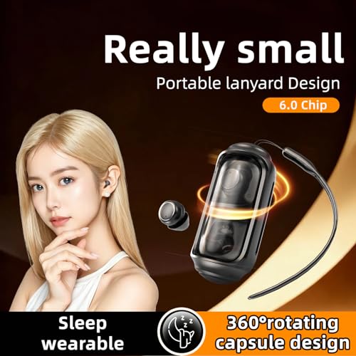 Mini Wireless Earbuds Bluetooth 6.0 in Ear Light-Weight Headphones,with 360-degree Rotating Charging case,ENC Noise Cancelling, Ergonomic Sport Headphone Headset for Gym/Running/Work(White) - color: White