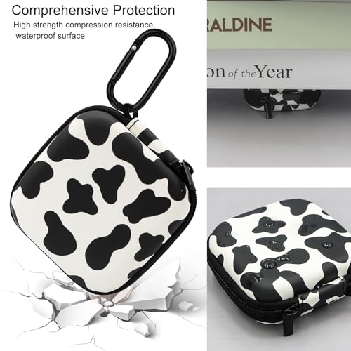 Earbud Case,Headphone Organizer Earbud Storage Bag, Hard EVA Shockproof Cover Carrying Case with Carabiner Clip Compatible with AirPods 4 AirPods Pro 2nd /3/2/1 Bose Galaxy Buds (Cow) - color: Cow