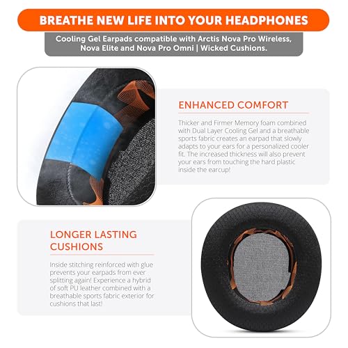 WC Mod Kit V2 Nova Pro Wireless, Pro Omni & Elite - Gel Earpads & Headband | Made by Wicked Cushions | Side Plates also included. Fits Arctis Nova Pro Wireless, Elite & Pro Omni | Kinetic Wave - color: Kinetic Wave