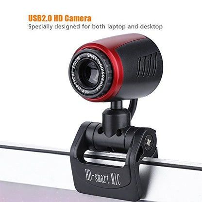 Zerone USB Webcam, 640 x 480 USB Camera Live Streaming with Built-in Microphone 360° Rotation and 60° Vertical Adjustment, Support Desktop and Screen Clamp Mount for Laptop PC
