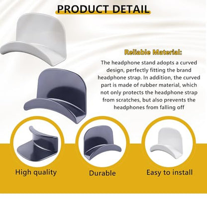 Headphone Hook Holder for Desk, 4 Pack Universal Headphone Hanger Wall Mount with Strong Adhesive, Under Desk Headset Stand Organizer for Gaming PC Accessories, Cables, and Controllers (Black&White)
