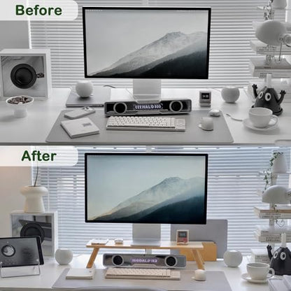 Bamboo Monitor Stand Riser with Cable Routing Slot and Storage