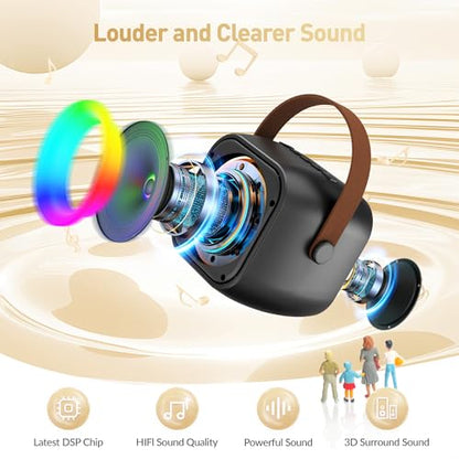 Mini Karaoke Machine, Portable Bluetooth Karaoke Speaker with 3 Wireless Microphones and Party Lights for Kids and Adults, Birthday Gifts for Girls Boys Family Home Party - color: Midnight