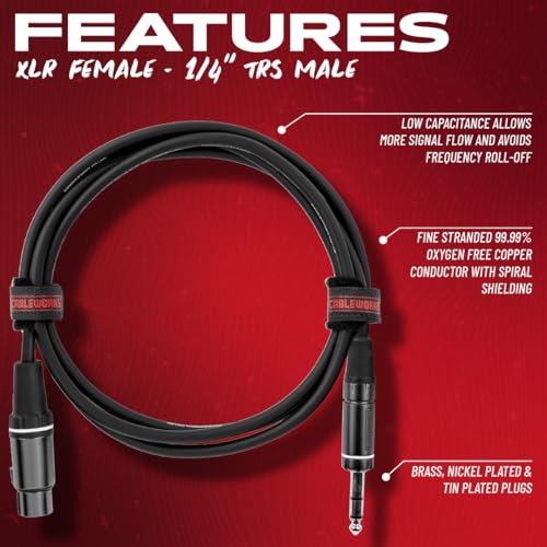 By Gator Cases Composer Series Deluxe 10 Foot XLR Female to TRS Cable, (GCWC-XLR-10FTRS) - size: 10 Feet, style: TRS/XLR Female