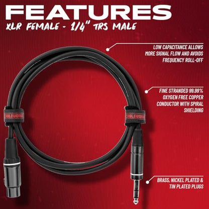 By Gator Cases Composer Series Deluxe 10 Foot XLR Female to TRS Cable, (GCWC-XLR-10FTRS) - size: 10 Feet, style: TRS/XLR Female