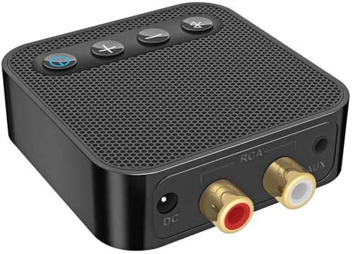 Bluetooth Adapter for Stereo Receiver - aptX HD RCA/3.5mm Output | Bluetooth Audio Receiver for Music Streaming Sound System Works with SmartPhones Tablets, Plug and Play - color: Black