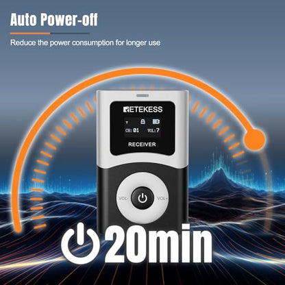 Retekess T130U(4nd Gen T130) Tour Guide System,Tour Guide Headsets(1TX 2RX) | for Travel, U-Band, 200M, 40H, Clear Sound Quality, One-Key Operation,Wireless connection - style: 1-2