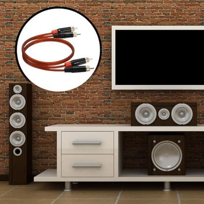 MECCANIXITY 2RCA Male to 2RCA Male Audio Stereo Cable, 1.6 ft RCA Subwoofer Cable with Gold Plated Plugs for Home Theater, HDTV, Amplifiers, Speakers, Red Brown Cable Black Shell - color: Red Brown/Black, size: 1.6 ft