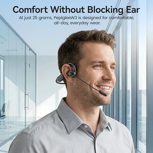 Open Ear Headphones with Mic,20H Bluetooth Headset with Microphone,5.4 Bluetooth Headphones with Noise Cancelling Mic,IPX5 Wireless Headset with Mic for Work,Zoom,Workout, Driving, Call