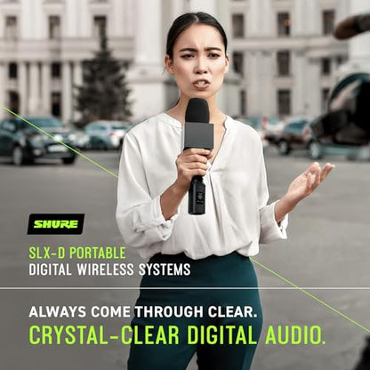 Shure SLXD25/SM58 Portable Digital Wireless System with SLXD2 Handheld Transmitter with SM58 legendary Cardioid Dynamic Vocal Microphone and SLXD5 Single-Channel Receiver | H55 Band (SLXD25/SM58-H55) | SLXD2 Handheld Transmitter, H55 Band (SLXD25/SM58-H55