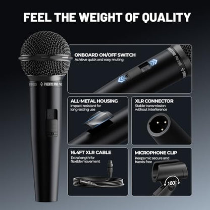 Phenyx Pro Cardioid Dynamic Wired XLR Microphone with On/Off Switch PM-25S