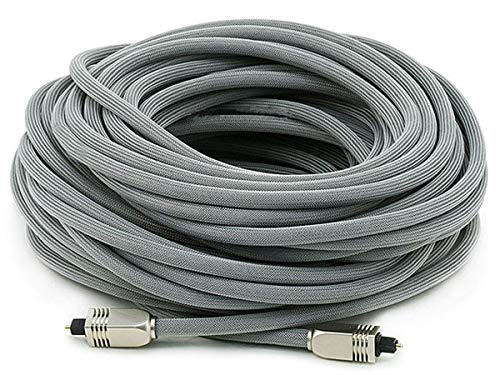 Monoprice 103448 Premium S/PDIF (Toslink) Digital Optical Audio Cable - Silver - 75ft | Heavy Duty Mesh Jacket, Metal Connector Heads, for Play Station, Xbox one, Home Theater & More Gray - size: 75ft