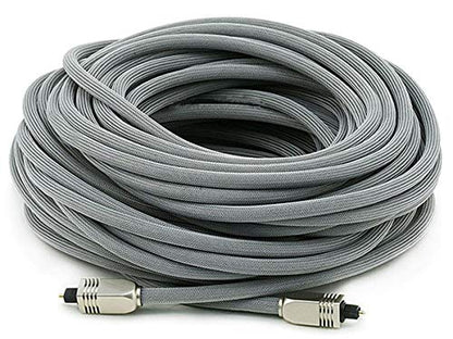 Monoprice 103448 Premium S/PDIF (Toslink) Digital Optical Audio Cable - Silver - 75ft | Heavy Duty Mesh Jacket, Metal Connector Heads, for Play Station, Xbox one, Home Theater & More Gray - size: 75ft