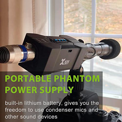 Xvive P1 Phantom Power Supply 48V/12V Switch,Up to 40 Hours of Use,Rechargeable Portable Phantom Power for Condenser/Shotgun Microphones, Mic Preamp, Recording Studios - size: P1 without XLR