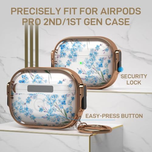 for AirPods Pro 2/1 Case Cover with Lock, Magsafe Compatible,Blue - color: Blue, size: AirPods Pro 2/1 Case (2019/2022/2023)