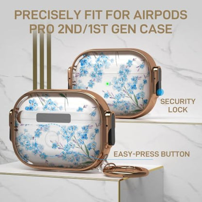 for AirPods Pro 2/1 Case Cover with Lock, Magsafe Compatible,Blue - color: Blue, size: AirPods Pro 2/1 Case (2019/2022/2023)