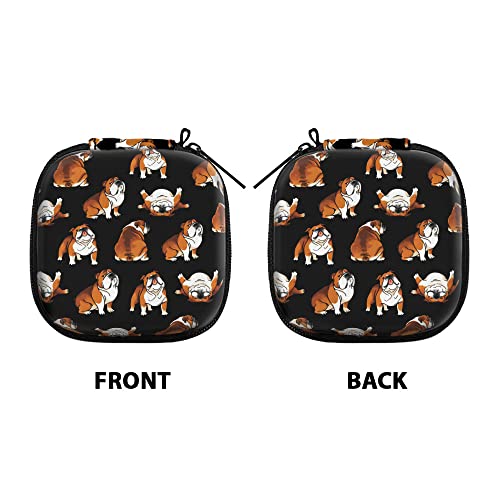 WIRESTER Portable Wireless Headphone Case, Earphone Storage Bag Carrying Case, Earbud Holder with Black Carabiner Compatible with Airpods - English Bulldog Funny Playful Postures Black - color: English Bulldog Funny Playful Postures Black