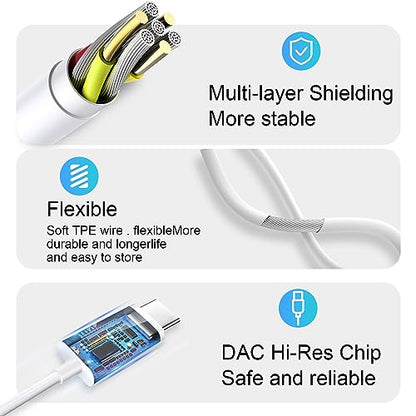 USB C 헤드폰 4팩, USB 타입 C 이어버드 HiFi 스테레오 USB C 유선 이어폰, 마이크 볼륨 컨트롤 포함, 삼성 갤럭시 S23 S22 S21 구글 픽셀 6 5 4XL/아이패드 프로와 호환 - color: 화이트.