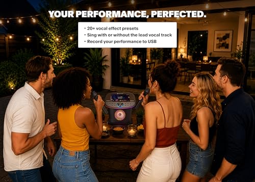 Singing Machine Karaoke Machine Screen, WiFi, Music Apps, 2 Microphones | Portable Karaoke Speaker for Adults & Kids, Ideal for House Parties, Compatible with YouTube & Spotify - color: black