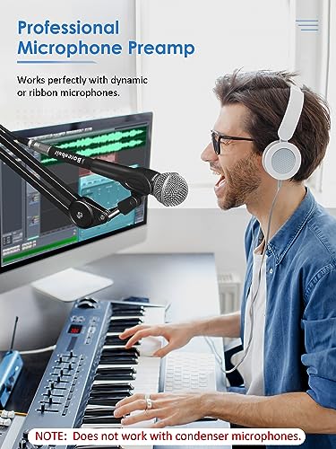 In-Line Mic Preamp/Booster for Dynamic Mic, Brass Shield, Ultra-Clean Gain | Ultra-Clean Gain Mic Activator & Booster, Brass Metal Design for Better Shielding, for Podcast, Broadcast, Studio Singing