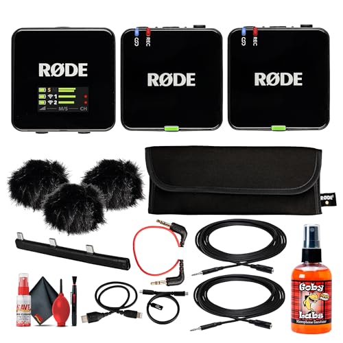 Rode Wireless GO III (Gen 3) Dual Channel Mic System – Compact Wireless Microphone for Cameras, Smartphones & Lavalier Use + 2X 3.5mm Stereo Plug + Microphone Cleaner + Microfiber Cleaning Cloth
