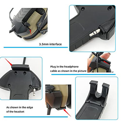 Microphone & PTT for Walker's Razor Noise Cancelling Headphones Airsoft（Black） - color: Black