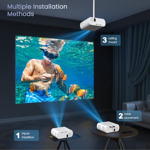 HOMPOW Native 1080P Projector, Mini Bluetooth Portable Movie Projector - style: No system
