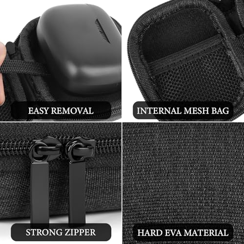 Geekria Shield Earbuds Case Compatible with JBL Vibe Buds 2/Flex 2/Beam 2, Tune Buds 2 True Wireless Earbuds, Replacement Hard Shell Travel Carrying Bag with Carabiner Clip (Dark Grey)