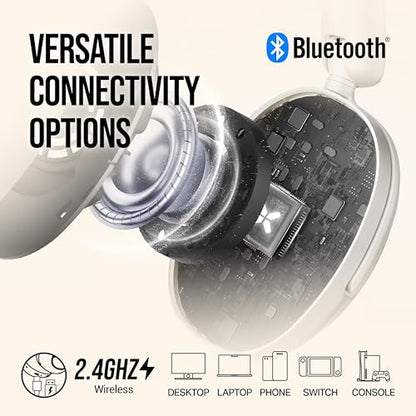 OXS Storm A2 Wireless Gaming Headset, Active Noise Cancellation, Over Ear Headphone with Mic, Bluetooth 5.4 & 2.4GHz Low Latency, Dual EQ Modes, 70H Playtime, for PC, Switch, PS4, PS5, Mobile, White - color: White