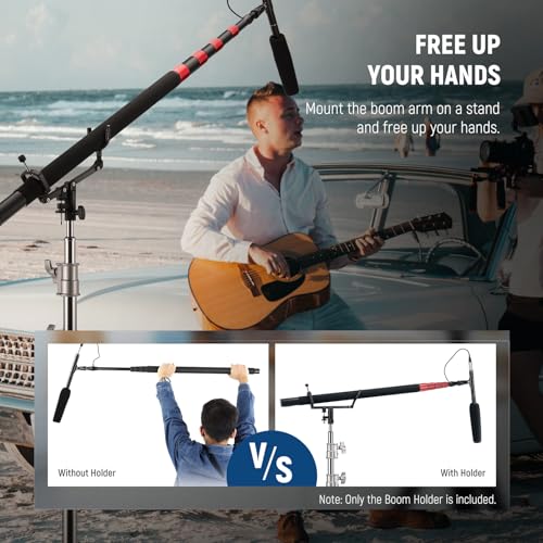 NEEWER Mic Boom Pole Support Holder with 5/8" Stud for Light Stand Boom Arm C Stand, Metal Nonslip DSLR Video Microphone Shotgun Mount Adapter, -15°/+30° Tilt, Max Load: 17.6lb/8kg, CM-NA-2 | For C Stand, Metal, Nonslip DSLR Video Microphone Shotgun Mount