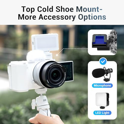 Cold Shoe Wind Muff Furry Windshield & LED Light Flash Attachment for Sony ZV-E10 II ZVE10 ZV-1F ZV1F ZV-1 II ZV1 ZV-E1 ZVE1 Vlog Cameras, Black Color