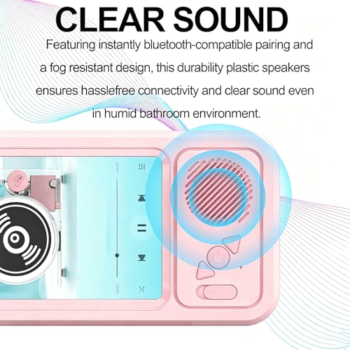 Shower Phones Holder with Speaker, Wall Mount Shower Phone Holder Waterproof, Bathroom Accessories, Waterproof Phone Case, 360° Rotation, Retractable Adjustable Bathroom Case Mount Shelf (PK) - color: PK