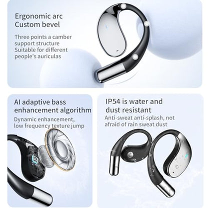 Wireless Headset Wireless Headphones Handsfree Call Wireless Earpiece Noise Cancellation Earbud Earphones Mic Compatible with Cell Phones Car Driver Trucker Business Office (Black with Box) - color: Black with box