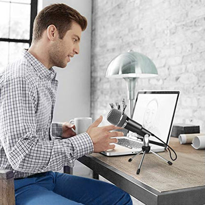 FIFINE USB Microphone and Over Ear Headphones, Condenser Home Studio Computer Microphone, Monitor Headphones Wired for Recording Streaming Podcast YouTube Skype Games (K668+H8)