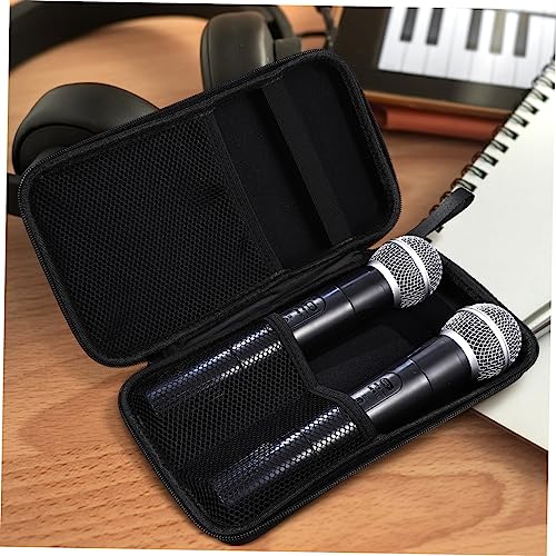Abaodam Portable Microphone Storage Case Lightweight Carrying Bag with Padded Dividers Dual Microphone Slots Receiver Compartment for Mic Accessories for Travel and Storage