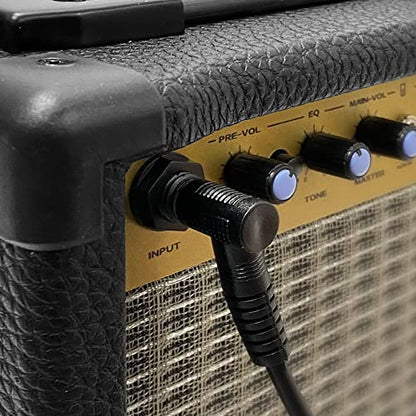 Pyle Portable Mini Electric Guitar Amp - 10 Watt Practice Instrument Amplifier w/ 5" Loudspeaker, Volume,Bass, Treble, Distortion,Gain Controls, Headphone Output,Carry Handle,Leather/Wood Construction