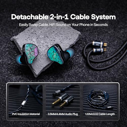 Linsoul THIEAUDIO Hype 4 MKII 2DD + 4BA Hybird in Ear Monitor,HiFi Wired IEM Earphones,Engaging & Studio Neutral Tuning + Kiwi Ears SONICAP Waterproof Earbud Case,Hard Protective IEM Storage Case