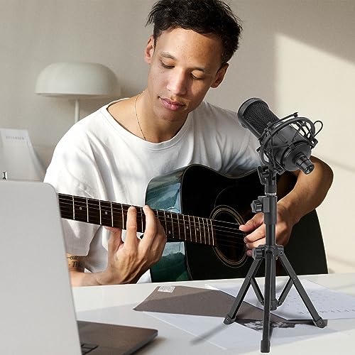 Geekria for Creators Telescoping Tabletop Tripod Microphone Stand, Desktop Mic Stand with Foldable Non-Slip Feet, Compatible with ATH AT2020, AKG P120, P220, CAD Audio GXL1800