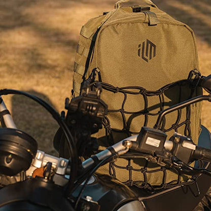 ILM Motorcycle Helmet Backpack 30L Large Capacity Waterproof Helmet Holder, Tactical Backpack for Men Women Riding Hiking Model BP01(Yellow Brown)