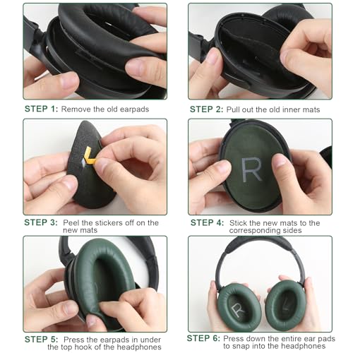 Ear Cushions for Bose QuietComfort 45 QC35 QC35ii QC25 QC15 Cushion Kit Replacement Earpads with Upgraded Memory Foam (Cypress Green) - color: QC45 Green