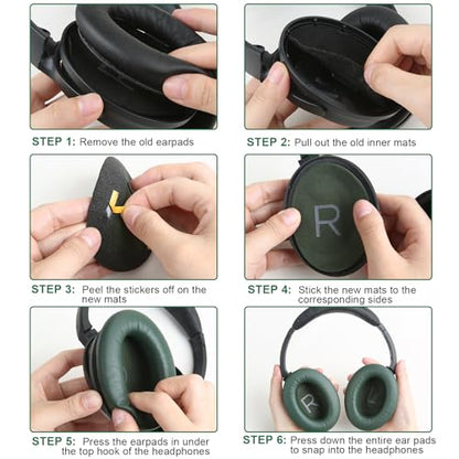 Ear Cushions for Bose QuietComfort 45 QC35 QC35ii QC25 QC15 Cushion Kit Replacement Earpads with Upgraded Memory Foam (Cypress Green) - color: QC45 Green