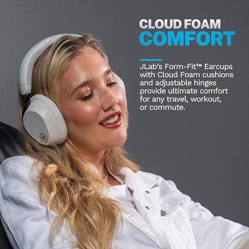 JLab, Epic Lux Lab Edition, Wireless Over Ear Headphones, Active Noise Cancelling, Hi-Res Audio, Cloud White - color: Cloud White