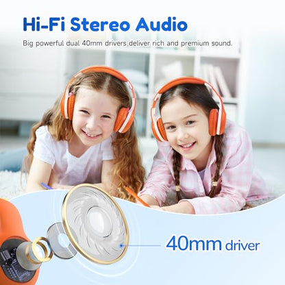 EarFun K2 Kids Bluetooth Headphones for School, Kids Headphones with Mic - color: Orange