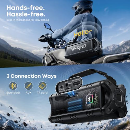 W-KING Bluetooth Speaker, 90W Max Loud IPX6 Waterproof Portable Speaker, 50W Deep Bass/Subwoofer *2/40H/EQ/TF/AUX, 105dB Large Boombox Outdoor Speakers Bluetooth Wireless for Party/Camping/Jobsite - color: ALL-BLACK