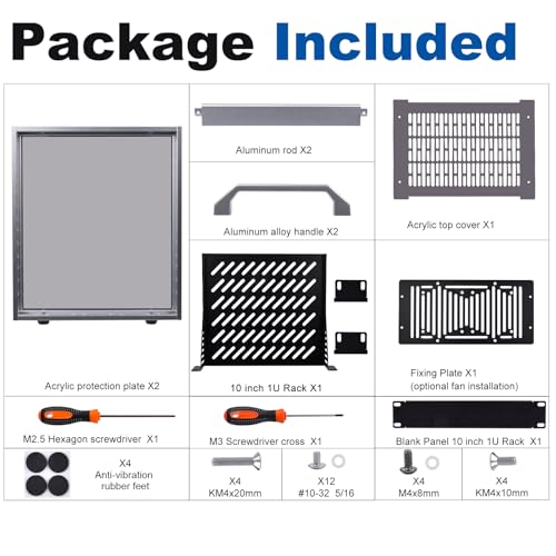 GeeekPi 4U Server Cabinet, 10 inch Mini Server Rack for Network, Servers, Audio, and Video Equipment, DeskPi RackMate T0 Rackmount, 7.87 inch Depth - color: Silver