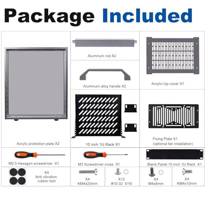 GeeekPi 4U Server Cabinet, 10 inch Mini Server Rack for Network, Servers, Audio, and Video Equipment, DeskPi RackMate T0 Rackmount, 7.87 inch Depth - color: Silver