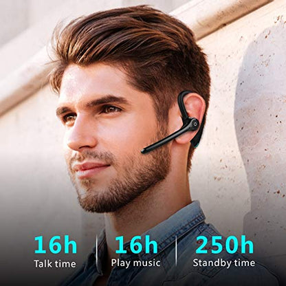 AYI Bluetooth Earpiece Headphone Dual Noise Cancelling Mic Painless Open-Ear Handsfree Stereo Sound Left/Right Changeable Earhook Earphones for Driving/Business/Gym-Single Ear Headset F910 Black - color: Single Ear Headset F910 Black