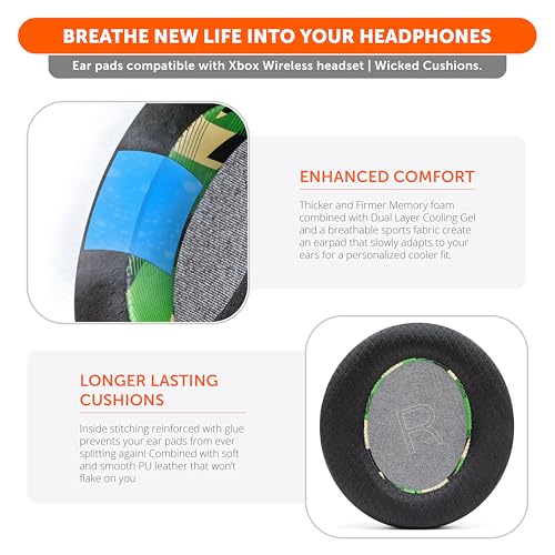 WC Freeze Xbox Wireless - Cooling Gel Earpads for Xbox Wireless Headset | Made by Wicked Cushions | Boost Comfort, Thickness & Sound Isolation for Epic Gaming | Green Prism - color: Green Prism