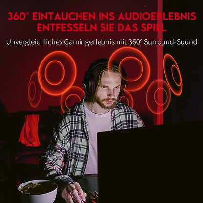 lHUHD Wireless Gaming Headset Headphones for PS4/5,Switch,PC Wireless Gaming Headsets for Computer with Microphone Over-Ear,Rotatable Headband